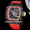RM67-02 Automatic Winding Mens Watch Black Stainless steel Skeleton Dial Swiss Tonneau Wristwatch Sapphire Crystal Sport Waterproof Sports Watches 14 Colors