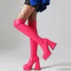 Boots Drop Sexy Stretch Over Knee Square Head Large Size Womens Nightclub Party Bar Pole Dance 35 43 230907