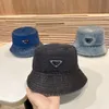 Designer Caps Bucket Hat Fitted Hat Italy Milan Trend Design Bucket Cap Washed Denim Casual Triangle Ball Cap Hatts For Men Casquette