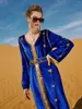 エスニック服eid caftan marocain冬のベルベットアバヤドバイイスラム教徒ドレスターキーアバヤ