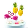 Fournitures de fête 10 pièces fête d'anniversaire jetables fruits Inserts papier ananas flamant rose cuisson gâteau décoration Dessert Table ornement