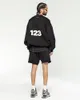 Sweats à capuche pour hommes 23ss RRR 123 Pull à capuche noir Logo imprimé Coton Col rond 1: 1 Haute qualité RRR-123 et surdimensionné pour femmes