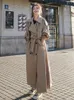 Womens Trench Coats Korean Style Loose Oversized XLong Womens Trench Coat DoubleBreasted Belted Lady Cloak Windbreaker Spring Fall Outerwear Grey 230906