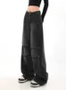 Women's Jeans American Retro Baggy Black Wide Leg Pants High Waist Pleated Full Length Cotton Trousers Gyaru Korea Fashion Streetwear Gothic
