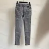 Jeans Mode Stretch Kleine Voeten Jeans Kokerbroek Kristal Rits Heuplift Strak Casual Afslanken