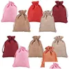 Sacs de rangement Dstring Sac Naturel Toile de jute Réutilisable Emballage Poche Mariage Baby Showers Anniversaire Festival Cadeau Bijoux Pochette Drop Del Otopy