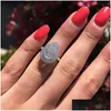 Wedding Rings Size 6-10 Stunning Luxury Jewelry 925 Stearling Sier Drop Water White Topaz Cz Diamond Gemstones Party Women Wedding Bri Dhyvm