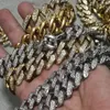 Bangle Hip Hop Bling Iced Out Stainless Steel Cuban Miami Link Chain Bracelets for Men Rock Jewelry Gold Silver Color Gift 230907