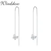 Boucles d'oreilles pendantes mignonnes en argent Sterling 925, pierres CZ, tête de papillon à travers la chaîne de barre, glands goutte pour femmes et filles, bijoux Aros