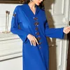 Ethnic Clothing Colorful Blue Hand-drilled Hooded Long Skirt Muslim Women's Robes