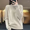 Kadın Sweaters 2023 Kış ve Sonbahar Kadın Sakilleri Pure Yün Örme Jumperlar Moda O Yağ Kaşmir Standart İçi Boş Üstler