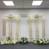 Decoração de festa arco dourado prateleira de ferro forjado arcos banhados a ouro quadro de casamento cenário decoração adereços geometria artificial f242t