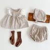 Kläderuppsättningar set 3st född babyflickor kläder mode sommar ärmlös solid klänning toppar pant hatt spädbarn outfit