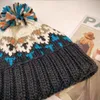 Sombreros de ala ancha cubo moda lindo estampado bordado gorros para mujeres hombres invierno lana piel caliente pompón baggy punto sombrero capo gorros gorros invierno 230907