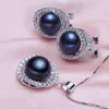 Necklace Earrings Set Of Huge 10-11mm Natural Tahitian Genuine Black Perfect Pearl Earring Pendant