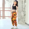 Byxor Girls Hip Hop Street Dance Clothes Croped Tank Top Camouflage Jogger Pants 230906