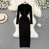 Casual Dresses Fall Winter Knitwear Outfits Knitting Sweater Dress Women Long Sleeve Bandage Bodycon Maxi Knitted Elastic