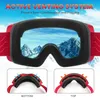 Skibrillen Ski-snowboardbril Dames Heren Skibrillen OTG UV400-bescherming Anticondens Breed zicht Magnetische sneeuwbril Dubbel gespiegeld 230907