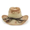 Ampla borda chapéus balde verão oco artesanal ocidental cowboy sol chapéu de palha para homens mulheres viagens ao ar livre cowgirl sunshade praia jazz sombrero hombre 230907