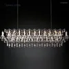 Chandeliers LED Pendant Lamps Crystal Rectangular Modern Retro Candle Rustic Black Living Room Lights Lustres