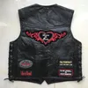 Gilets pour hommes Hommes Biker Gilet en cuir broderie moto gilet rue mode vintage quatre saisons mâle punk solide veste sans manches