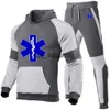 Tute da uomo 2023 Nuova EMT Ambulanza di emergenza Primavera Autunno Uomo Casual Set Pantaloni maschili Abbigliamento sportivo con cappuccio Giacche Tricolore Splicebecome x0907