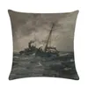 Kudde Vacker Sea Sailing Series Printed Decorative Pillows American Vintage Style Cover 45x45cm Home Soffa Seat Pudow Case