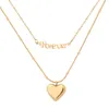 Ожерелье в стиле INS, многослойное ожерелье с подвеской в форме сердца, легкая роскошная темпераментная цепочка с буквами, женское ожерелье