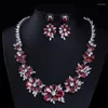 Halsbandörhängen Set SMVP Sparkling Cubic Zirconia Big Flower Choker och Dubai Wedding Bridal Jewelry for Women TZ894