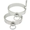 Pulseira de aço inoxidável polido com fechadura de pulso escravo e punhos de tornozelo pulseira de restrições de bondage com anel O removível 230906