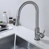 Kökskranar 304 Rostfritt stål Touch Pull Faucet 360 ° Rotation Två funktionsvattenutloppsläge Anti-spott