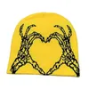 Bérets Vintage Y2K Tricot Bonnets Chapeau Hommes Femmes Paragraphe Qualité Casquette Élastique Coeur Couple Chaud Mode Cent Prendre Casquettes De Crâne Froid