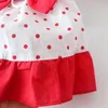 Dog Apparel Floral Dress Red Polka Dot Princess Ins Style Sweet Bowtie For Dogs And Cats Spring Summer Pet Costume