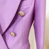 Womens Suits Blazers High Street Est Designer Jacket Womens Lion Button Double Breasted Slim Fiting Pique Blazer Lilac 230906