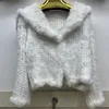 Womens Fur Faux Fur Autumn Winter thickened Double sided Woven Real Rabbit Fur Coat For Women Sailor Collar Fashion Short Fur Jacket Y4356 230906