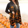 Women's Hoodies Fashion Casual Halloween Print Medium Length Cardigan Jacket Coat Cropped Y2k Tops Cute Tank Top Luxury Clothes