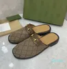 Kalvskinn mule designer toffel kalv läder sandal stängd tå toige beige ebenholts sandaler sommar avslappnad sko med låda