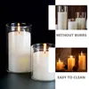 Candle Holders 3 Pcs Transparent Cup White Home Decor Hollow Tealight Holder Chandelier Party Desktop Glass Dried Flower Small Stand