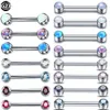 Labret Lip Piercing Jewelry 10Pcslot G23 Opal Nipple 14G Tongue Ring Internal Thread Crystal Barbell Women Body 230906