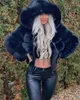 Women's Fur Faux Fur 2023 Autumn Winter Women Fashion Long Sleeve Solid Color Faux Fur Coat Hooded Warm Coat x0907