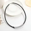 Choker ALLYES Vintage Silver Color Metal Tube Necklace For Women Punk Personality Black Leather Rope Necklaces Trendy Jewelry