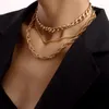 Kettingen Gouden Chunky Cuba Kettingen Met Meerlaagse Ketting-hiphop Punk Stijl Choker Voor Vrouwen Feest Bruiloft Dragen Mode-sieraden