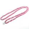 Pink Howlite Stone Healing Chakra 108 Prayer Beads Mala Bracelet Women Jewelry Wrist OM Buddhist Buddha Charm Bracelets224k