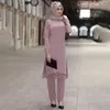 Etnische kleding Midden-Oosten Dubai Mode 2 stuks Vrouwen Moslim Pak Lente Zomer Shirt met lange mouwen Broek Set Casual Turkse gewaad