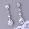 Dangle Earrings Caoshi Fancy Temperament Lady drop for whendingerements silver color shiny zirconiaペンダントアクセサリーエンゲージメント