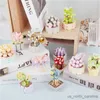 Blocchi Fai da te Succulente Idee Fiori Bouquet Building Blocks Romantico fiore di rosa Decorazione della casa Giocattoli per ragazza R230907