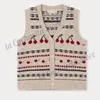 Pullover Winter Autumn Knitted Vest for Girls Boys Brand FW23 Cherry Woolen Hat Kids kläder Knitwear 100 Wool 230906