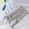 Corrente brilhante miami 13mm link cubano hip jóias pulseira colar hop vvs moissanite personalizado corrente cubana dnxst