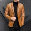 Men's Suits Fashion Suit Handsome All-matching Leather Casual Autumn Youth Jacket PU Trend Coat M-5XL