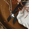 Pendentif Colliers Couleur originale Titane Acier Ovale Vintage Noir Agate Beimu Beauté Charme Collier Chandail Chaîne DIY